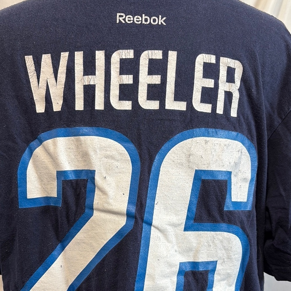 XL72 Reebok Blue Winnipeg Jets Wheeler Logo T Shirt - Picture 6 of 8